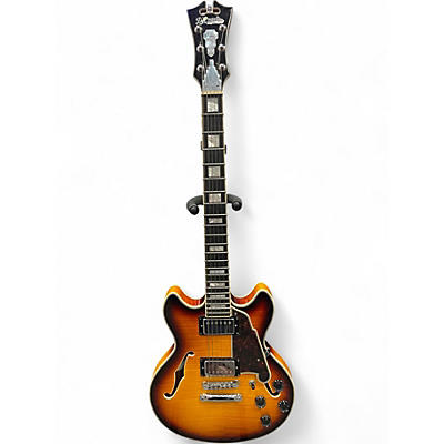Used D'Angelico DAPMINIDCCSVSBCS Tobacco Burst Hollow Body Electric Guitar