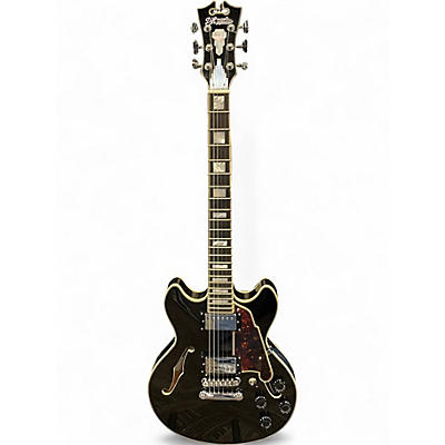 Used D'Angelico Premier Mini DC BLACK FLAKE Hollow Body Electric Guitar