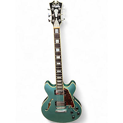 Used D'Angelico Premier Mini DC Sherwood Green Metallic Hollow Body Electric Guitar
