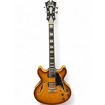 Used D'Angelico Premier Series DC 2 Tone Sunburst Hollow Body Electric Guitar
