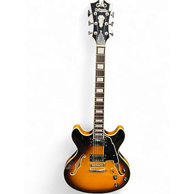Used D'Angelico Premier Series DC 3 Tone Sunburst Hollow Body Electric Guitar