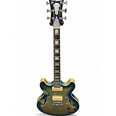 Used D'Angelico Premier Series DC Baltic Blue Silver Burst Hollow Body Electric Guitar