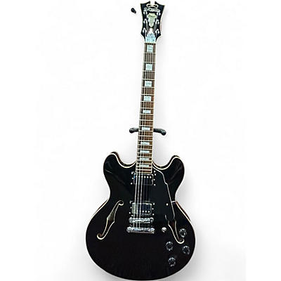 Used D'Angelico Premier Series DC Black Hollow Body Electric Guitar