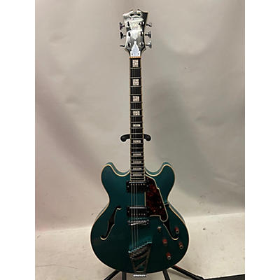 D'Angelico Used D'Angelico Premier Series DC Blue Hollow Body Electric Guitar