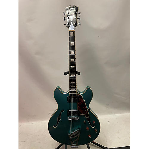 D'Angelico Used D'Angelico Premier Series DC Blue Hollow Body Electric Guitar Blue