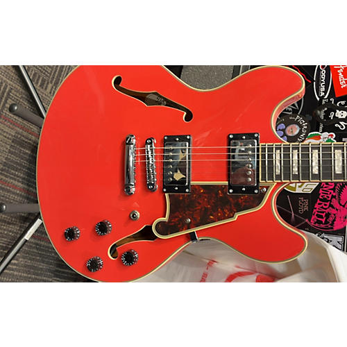 D'Angelico Used D'Angelico Premier Series DC Fiesta Red Hollow Body Electric Guitar Fiesta Red