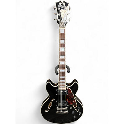 Used D'Angelico Premier Series Mini DC Black Hollow Body Electric Guitar