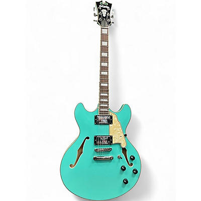 Used D'Angelico Premiere DC Surf Green Hollow Body Electric Guitar