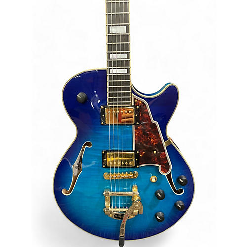 D'Angelico Used D'Angelico Private Collection Premier Bob Weir Blue Burst Hollow Body Electric Guitar Blue Burst