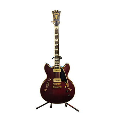 D'Angelico Used D'Angelico deluxe DC Semi-Hollow Burgundy Hollow Body Electric Guitar