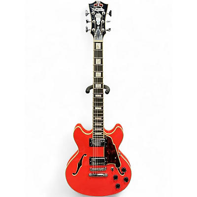 Used D'Angelico premier series mini dc stopbar Fiesta Red Hollow Body Electric Guitar