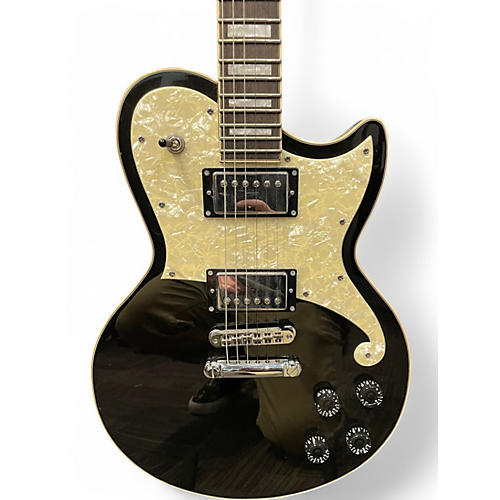 Used D'Angelico premier series single cutaway Black Solid Body Electric Guitar Black