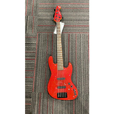 Used D'MARK Jazz Bass Flame Maple Top Red Electric Bass Guitar
