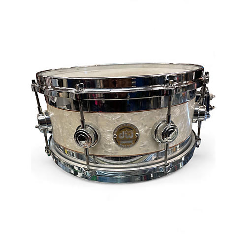 Used DW 13X7 Collector's Series Exotic Edge Snare Pearl White Drum Pearl White 198