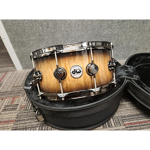 DW Used DW 14X6.5 Collector's Series Exotic Maple Mahogany Snare Drum Natural Natural 213