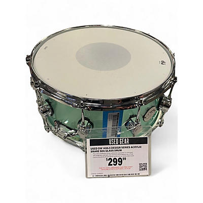 Used DW 14X6.5 Design Series Acrylic Snare Sea Glass Drum