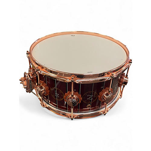 Used DW 14X6.5 Neil Peart Time Machine Snare Copper Burst Drum Copper Burst 213
