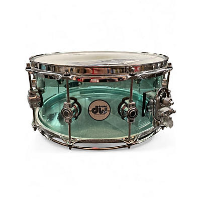 Used DW 14in Design Series Snare Acrylic  Seafoam Green Drum