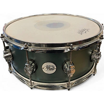 Used DW 14in Design Series Snare Sage Green Metallic Drum