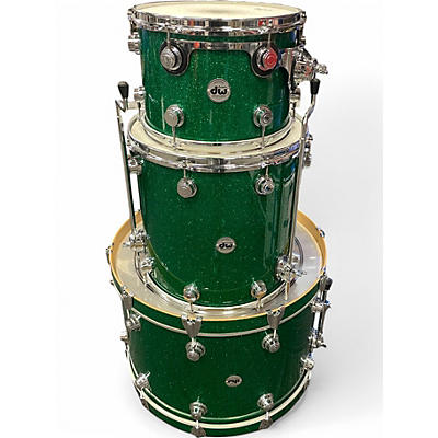 Used DW 3 Piece Collector's Series GREEN GLASS CHROME Drum Kit