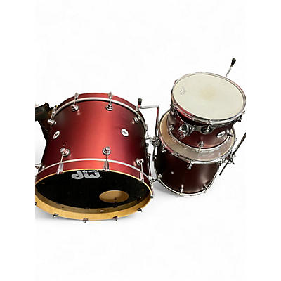 Used DW 3 Piece Deisgn Series Crimson Satin Metallic Drum Kit