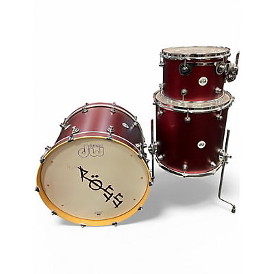 Used DW 3 Piece Design Series Crimson Satin Metallic Drum Kit