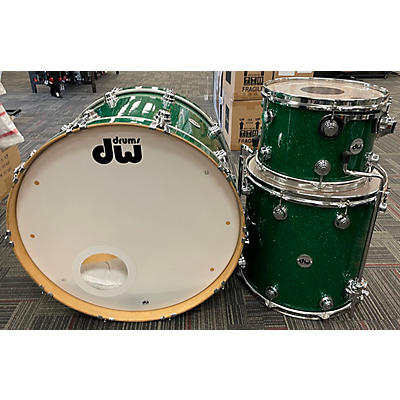 Used DW 3 piece Collector's Series GREEN SPARKLE Drum Kit