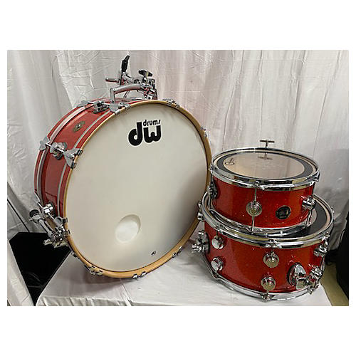 DW Used DW 3 piece Collector's Series Jazz Orange Glass Drum Kit Orange Glass