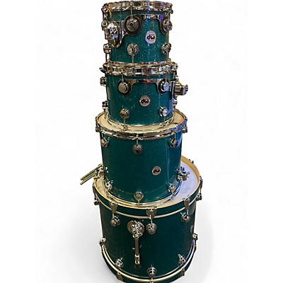 Used DW 4 Piece COLLECTORS VLT broken glass turquoise  Drum Kit