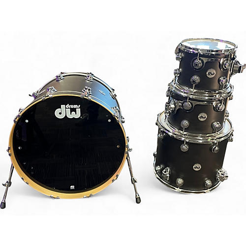 Used DW 4 Piece Collector's Maple Standard Matte Black Drum Kit Matte Black