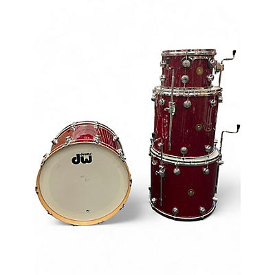 Used DW 4 Piece Collector's Series Jazz Red Sparkle Drum Kit