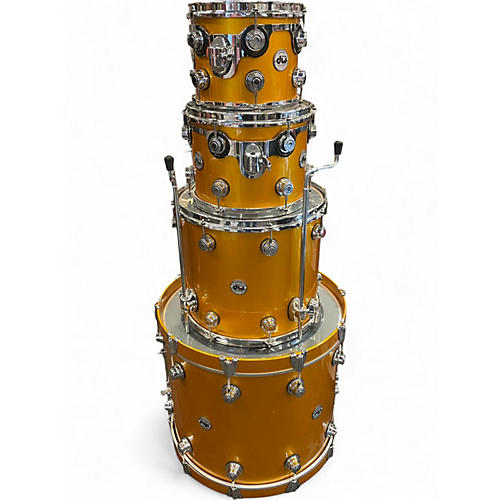 Used DW 4 Piece Collector's Series Maple Mahogany Vegas Gold Drum Kit Vegas Gold