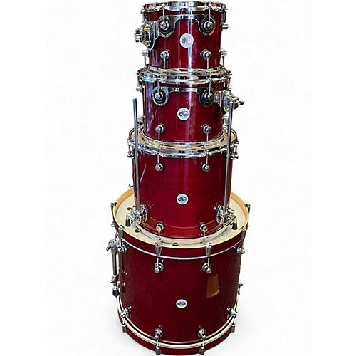 Used DW 4 Piece Design Series Cherry Satin Drum Kit Cherry Satin