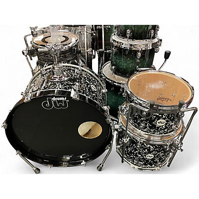 Used DW 4 Piece Design Series Frequent Flyer Black Lightning Drum Kit