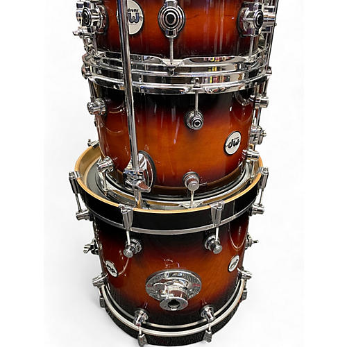 DW Used DW 4 Piece Design Series mini Pro Tobacco Burst Drum Kit Tobacco Burst