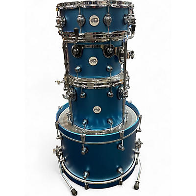 Used DW 4 Piece FREQUENT FLYER AQUA METALLIC Drum Kit