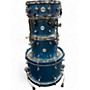 Used DW 4 Piece FREQUENT FLYER AQUA METALLIC Drum Kit AQUA METALLIC