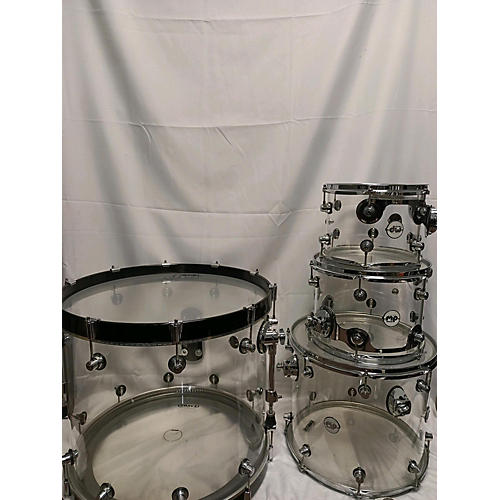 DW Used DW 4 piece Design Series Acrylic Black Drum Kit Black