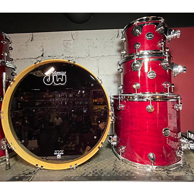 DW Used DW 4 piece Performance Series Candy Apple Red Drum Kit