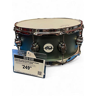 Used DW 4.5X14 Design Series Snare SAGE GREEN METALLIC Drum