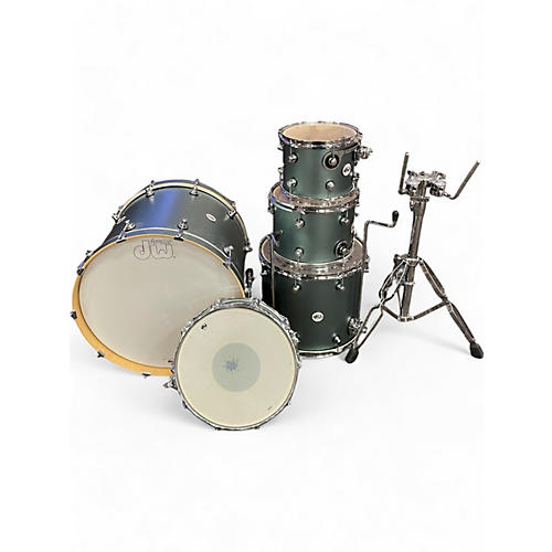 DW Used DW 5 Piece Design Series Satin sage metallic Drum Kit Satin sage metallic