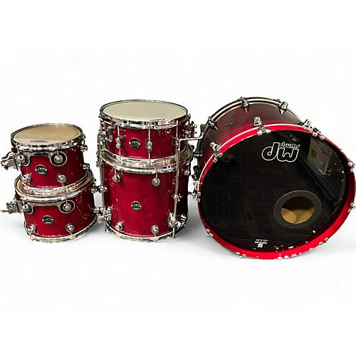 Used DW 5 Piece Performance Series Cherry Stain Drum Kit Cherry Stain