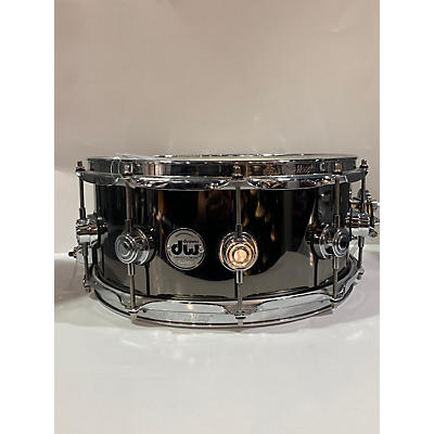 DW Used DW 5.5X14 Collector's Series Black Nickel Over Brass Metal SNARE DRUM Drum Chrome