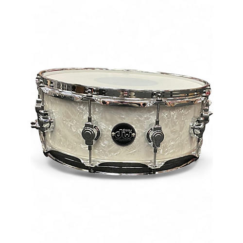Used DW 5.5X14 Performance Series Snare Pearl White Drum Pearl White 10