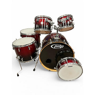 Used DW 6 Piece Concept Series Maple Red to Black Fade Drum Kit