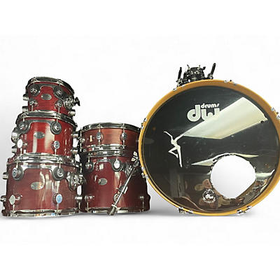 Used DW 6 Piece DRUM WORKSHOP Trans Crimson Red Drum Kit