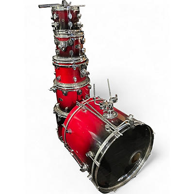 Used DW 6 Piece Pacific LX Red to Black Fade Drum Kit