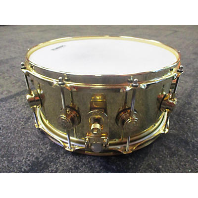 DW Used DW 6.5X14 COLLECTOR'S SERIES Polished Brass With Gold Hardware Drum Gold