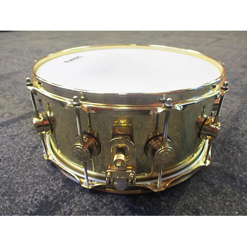 DW Used DW 6.5X14 COLLECTOR'S SERIES Polished Brass With Gold Hardware Drum Gold Gold 15