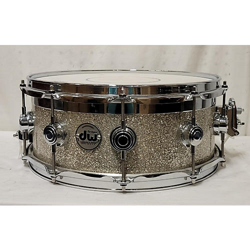 DW Used DW 6.5X14 Collector's Series FinishPly Top Edge Snare Drum Silver Sparkle Silver Sparkle 15